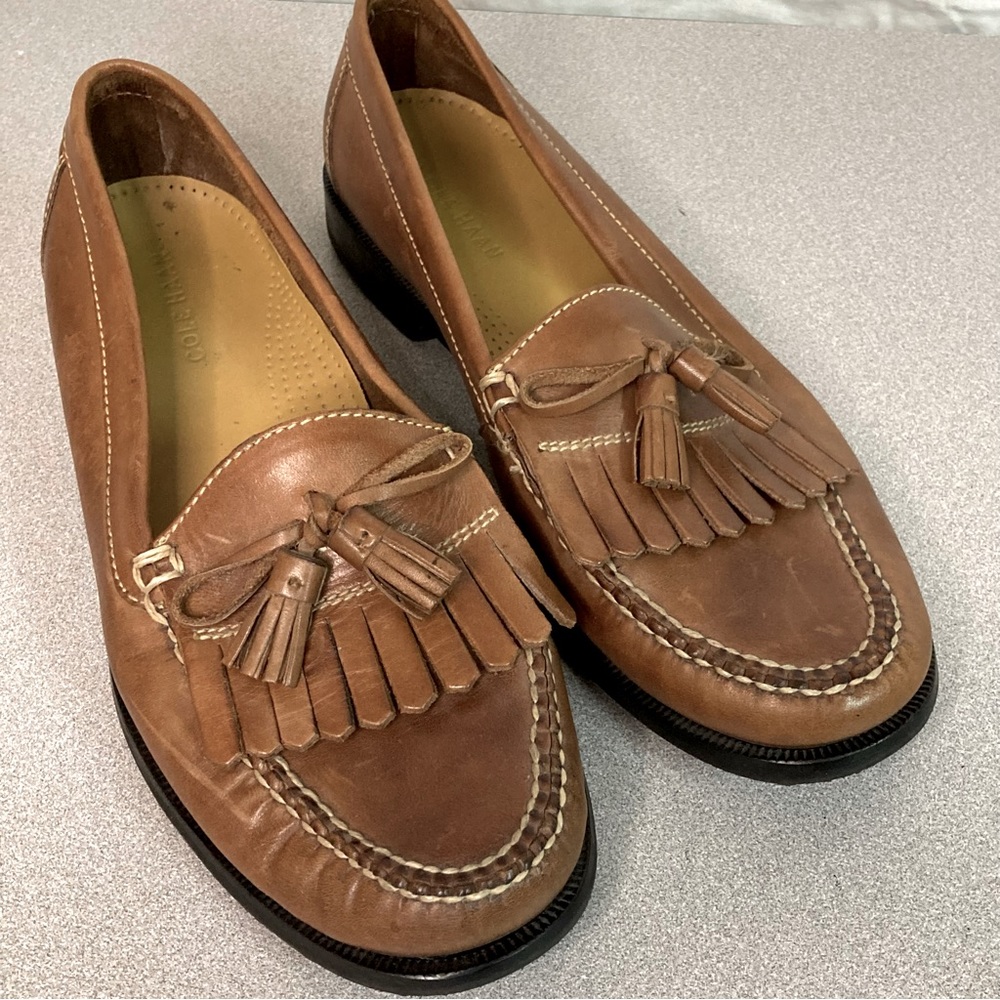 Cole Naan Light Brown Tassel Leather Loafers USA Mens Size 11 1/2